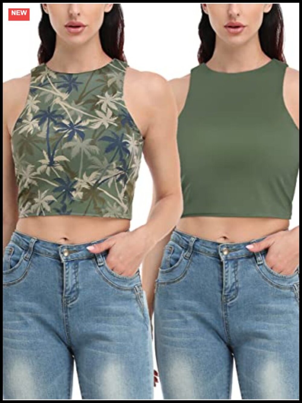 Reversible Sleeveless Halter Neck Racerback Crop Tank Top